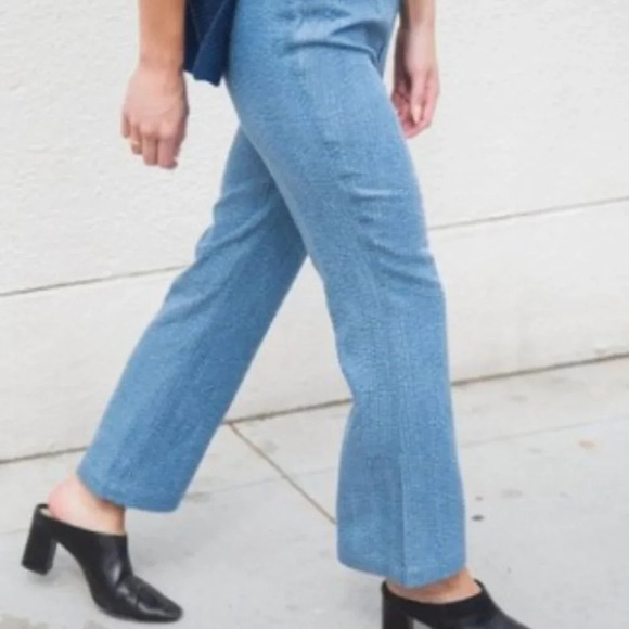 Mara Hoffman Lucy Flare Crop Pants Cropped in denim wash. Size 2. - Picture 2 of 10